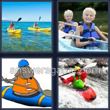 4 Pics 1 Word 8 Letters KAYAKING