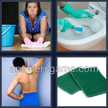 4 Pics 1 Word 8 Letters SCRUBBER