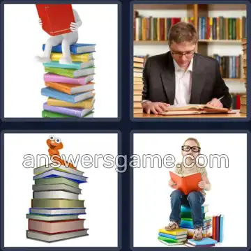4 Pics 1 Word 8 Letters BOOKWORM