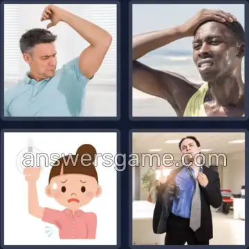 4 Pics 1 Word 8 Letters SWEATING