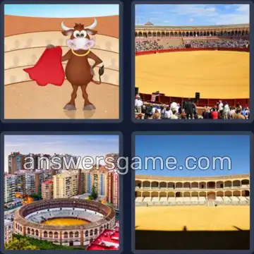 4 Pics 1 Word 8 Letters BULLRING