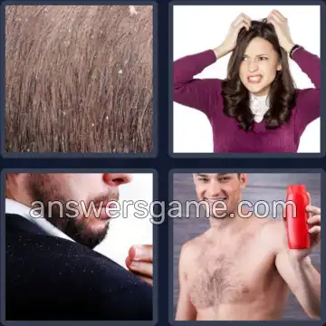4 Pics 1 Word 8 Letters DANDRUFF