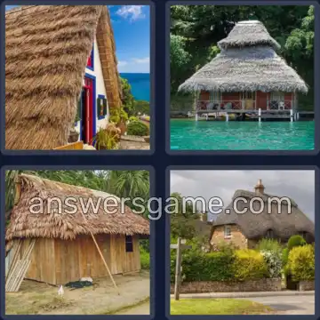 4 Pics 1 Word 8 Letters THATCHED
