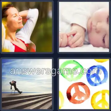 4 Pics 1 Word 8 Letters PEACEFUL