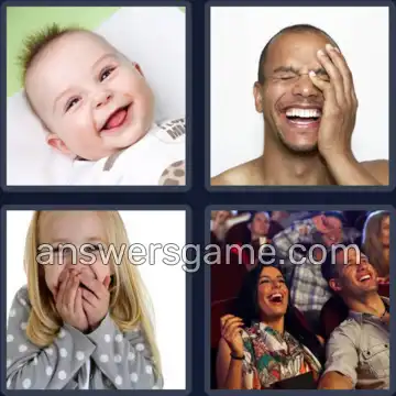 4 Pics 1 Word 8 Letters LAUGHING