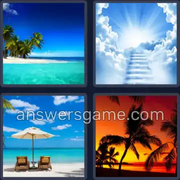 4 Pics 1 Word 8 Letters PARADISE