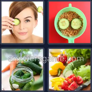 4 Pics 1 Word 8 Letters CUCUMBER