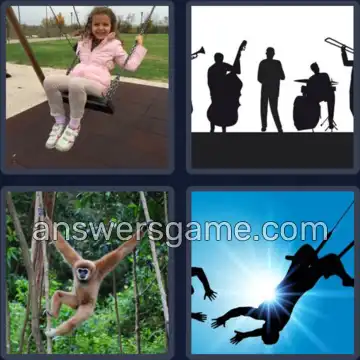4 Pics 1 Word 8 Letters SWINGING