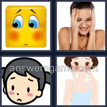 4 Pics 1 Word 8 Letters BLUSHING