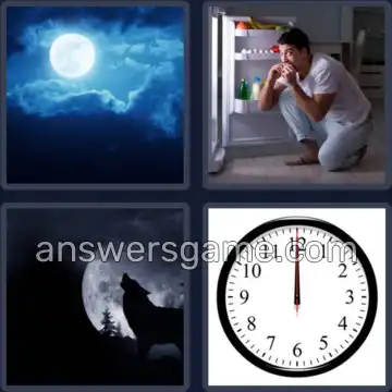 4 Pics 1 Word 8 Letters MIDNIGHT