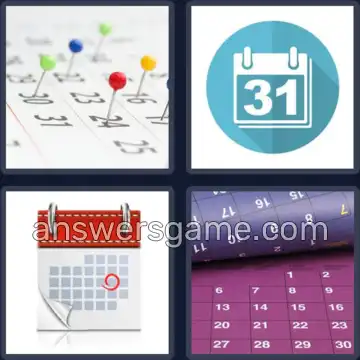 4 Pics 1 Word 8 Letters CALENDAR