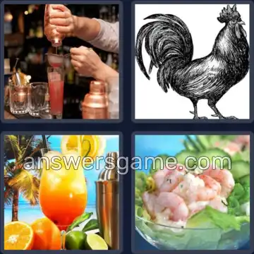 4 Pics 1 Word 8 Letters COCKTAIL