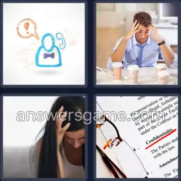 4 Pics 1 Word 8 Letters STRESSED