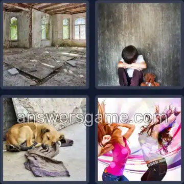 4 Pics 1 Word 9 Letters ABANDONED