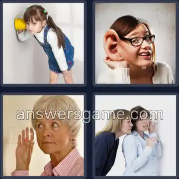 4 Pics 1 Word 9 Letters EAVESDROP
