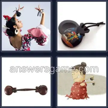 4 Pics 1 Word 9 Letters CASTANETS
