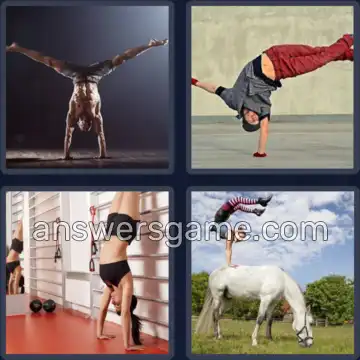 4 Pics 1 Word 9 Letters HANDSTAND