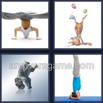 4 Pics 1 Word 9 Letters HEADSTAND