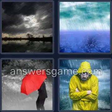 4 Pics 1 Word 9 Letters RAINSTORM