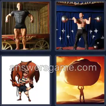 4 Pics 1 Word 9 Letters STRONGMAN