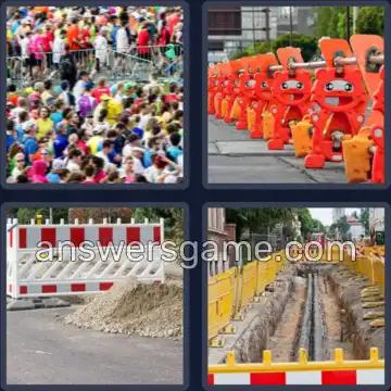 4 Pics 1 Word 9 Letters BARRICADE