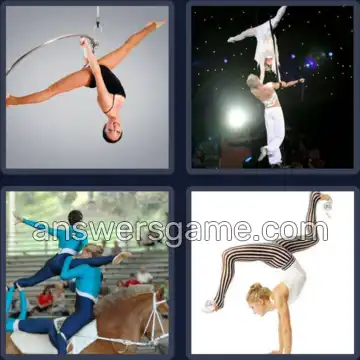 4 Pics 1 Word 9 Letters ACROBATIC