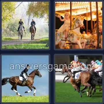 4 Pics 1 Word 9 Letters HORSEBACK