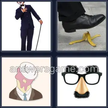 4 Pics 1 Word 9 Letters SLAPSTICK