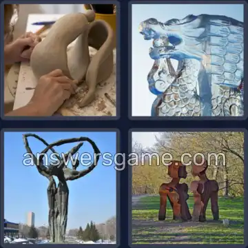 4 Pics 1 Word 9 Letters SCULPTURE