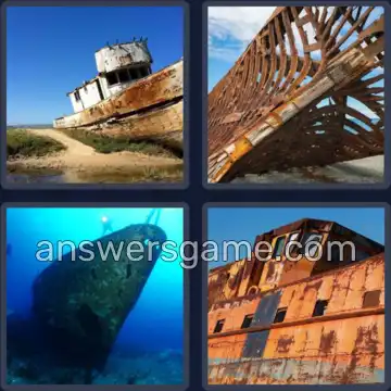 4 Pics 1 Word 9 Letters SHIPWRECK