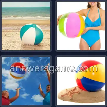 4 Pics 1 Word 9 Letters BEACHBALL