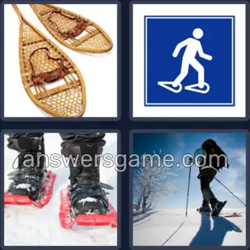 4 Pics 1 Word 9 Letters SNOWSHOES