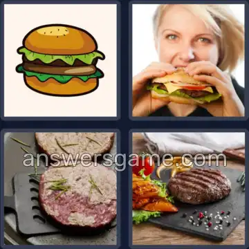 4 Pics 1 Word 9 Letters HAMBURGER