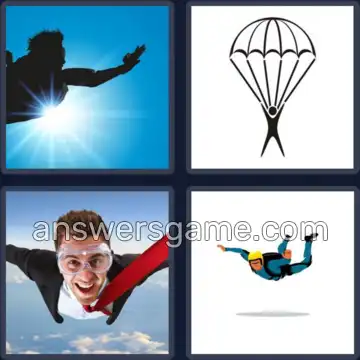 4 Pics 1 Word 9 Letters SKYDIVING