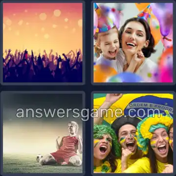 4 Pics 1 Word 9 Letters CELEBRATE