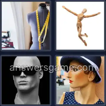 4 Pics 1 Word 9 Letters MANNEQUIN