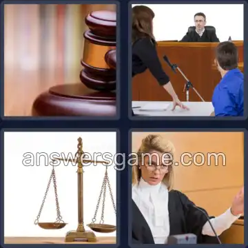 4 Pics 1 Word 9 Letters COURTROOM