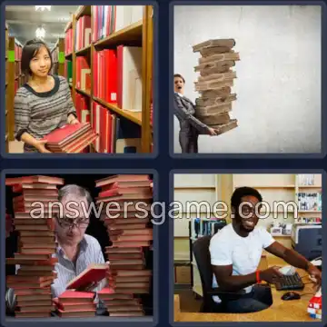 4 Pics 1 Word 9 Letters LIBRARIAN