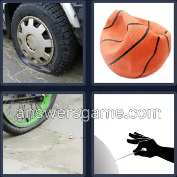 4 Pics 1 Word 9 Letters PUNCTURED