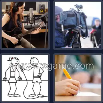 4 Pics 1 Word 9 Letters RECORDING