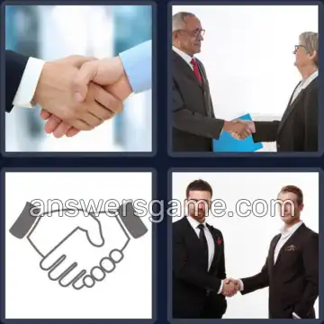 4 Pics 1 Word 9 Letters HANDSHAKE