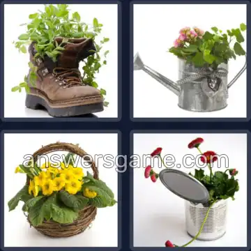 4 Pics 1 Word 9 Letters FLOWERPOT