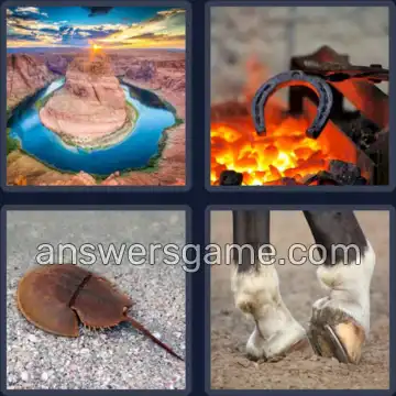4 Pics 1 Word 9 Letters HORSESHOE