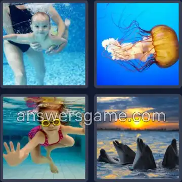 4 Images 1 Mot 5 lettres NAGER