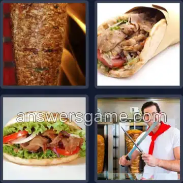 4 Images 1 Mot 5 lettres KEBAB