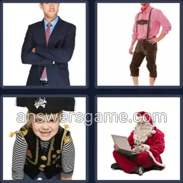 4 Images 1 Mot 7 lettres COSTUME