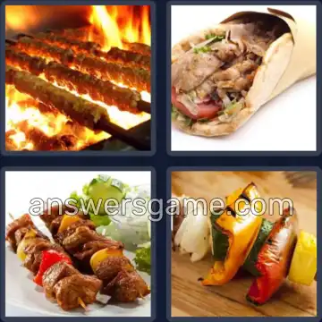4 Immagini 1 Parola 5 lettere KEBAB