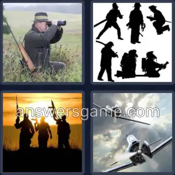 4 Immagini 1 Parola 6 lettere CACCIA