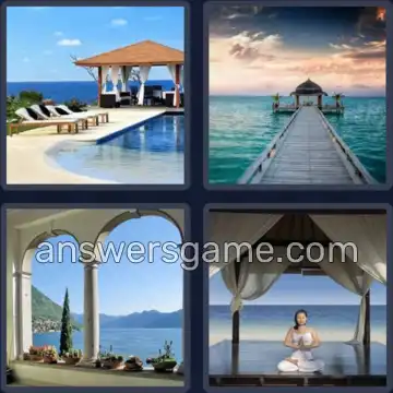 4 Immagini 1 Parola 6 lettere GAZEBO