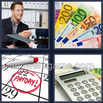 4 Immagini 1 Parola 7 lettere SALARIO